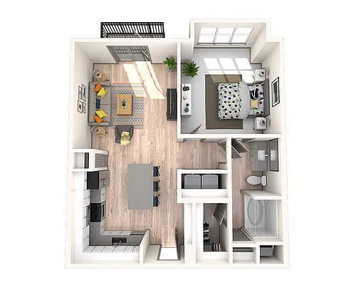 Floor plan One Bedroom A1D