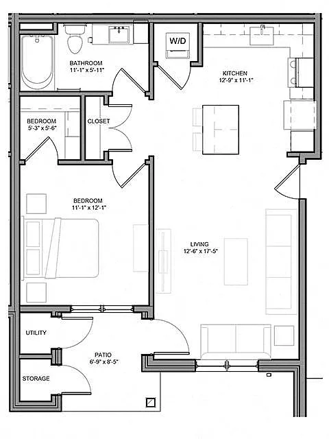 Floor plan One Bedroom - A1