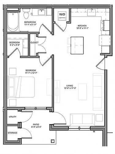 Floor plan One Bedroom - A1