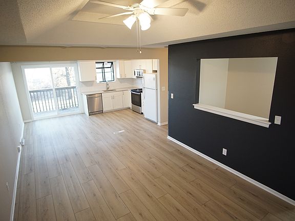 Living area and kitchen