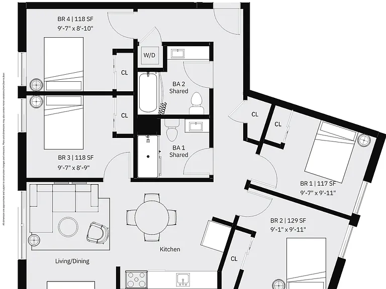 4 BED 2 BATH - B | 1,179 SF 4 BED 2 BATH - B | 1,179 SF