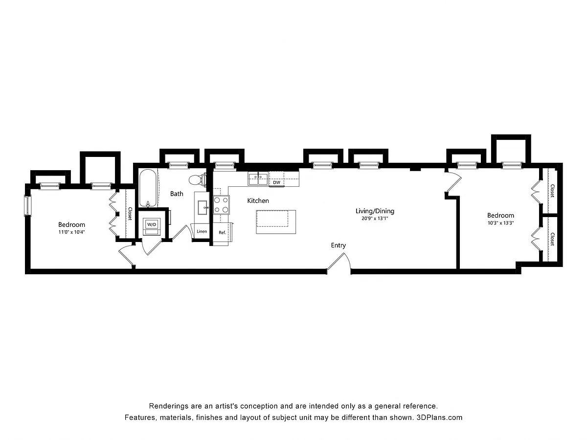 Floor plan Two Bedroom - 2KA
