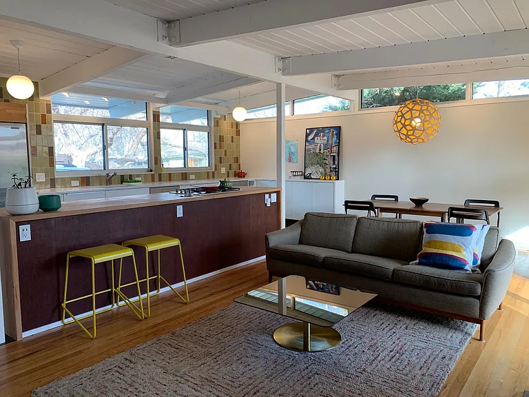 Open kitchen/dining/living room