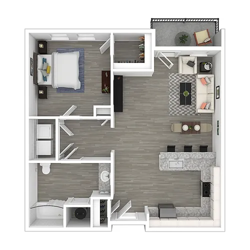 Floor plan One Bed, One Bath, TC60%