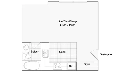 Floor plan Studio - Winthrop - Arlington