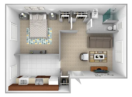 Floor plan 1 Bedroom 1 Bath