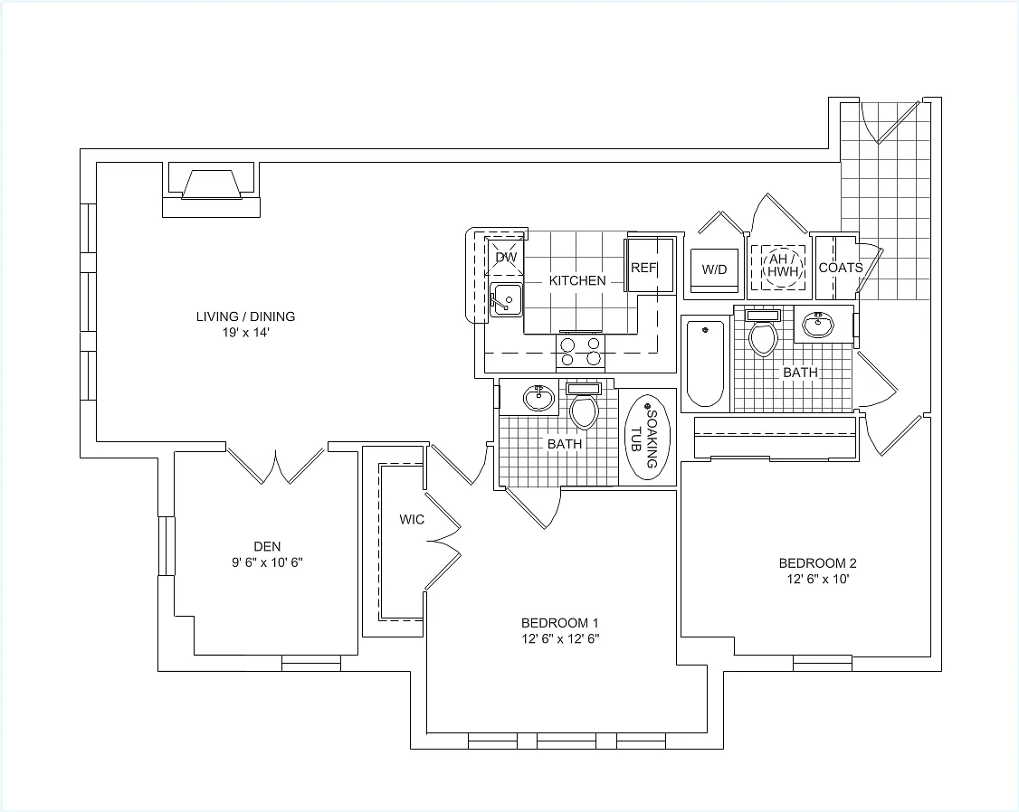 Floor plan Dumbarton I with Den
