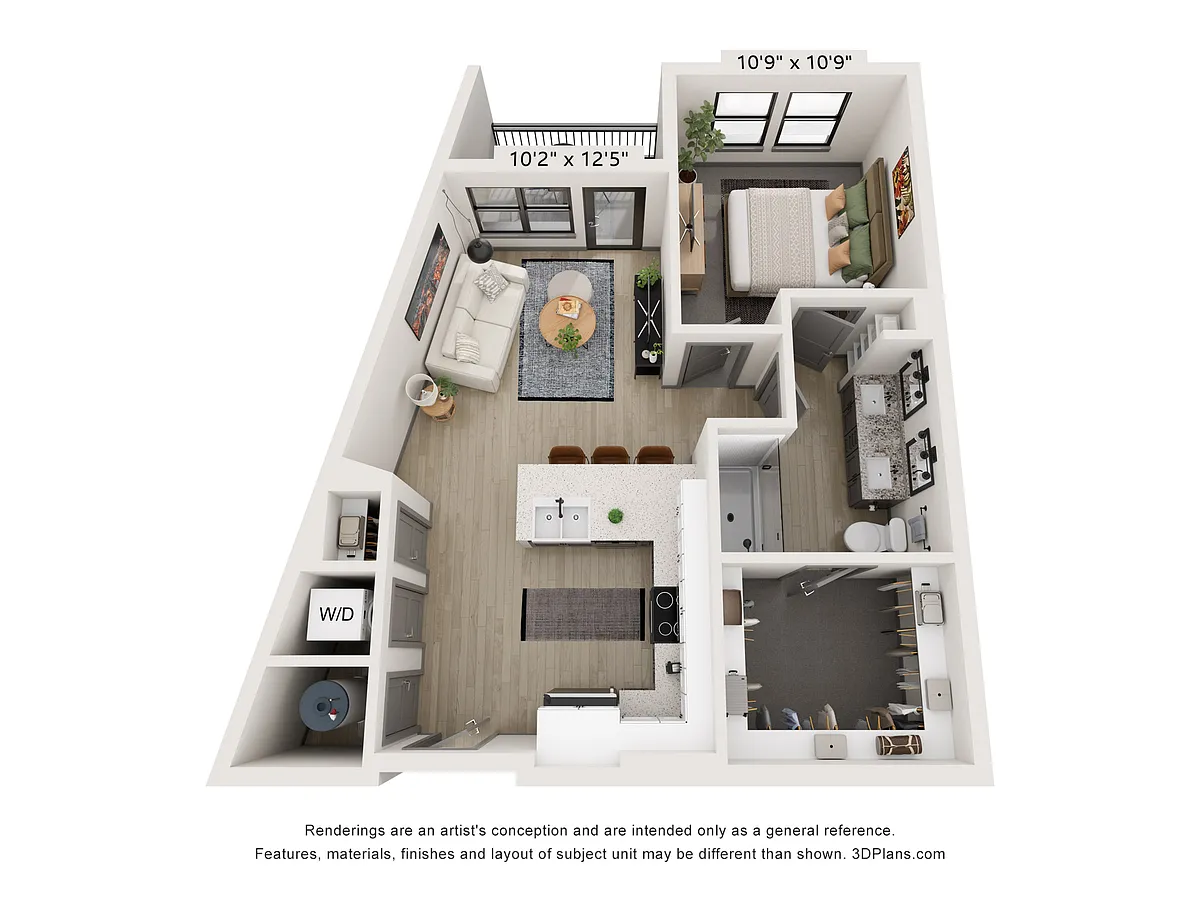 Floor plan A2 LL (1 Bedroom)