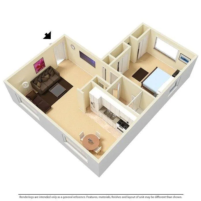 Floor plan 1 Bedroom/1 Bathroom