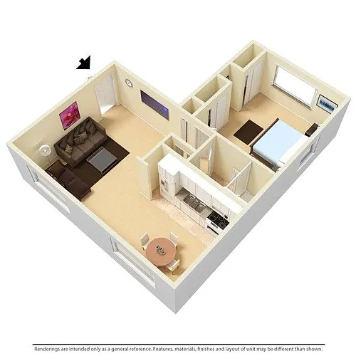 Floor plan 1 Bedroom/1 Bathroom
