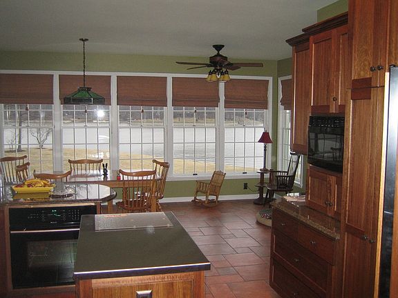 Kitchen looking at lake