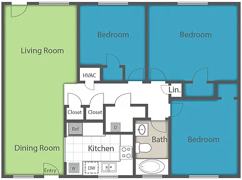 Floor plan 3 Bed 1 Bath