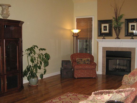Living Room Features: Gas Fireplace, Vaulted Ceiling & Plant Shelf
