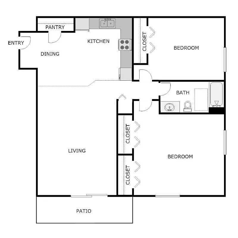 Floor plan 2 Bed 1 Bath
