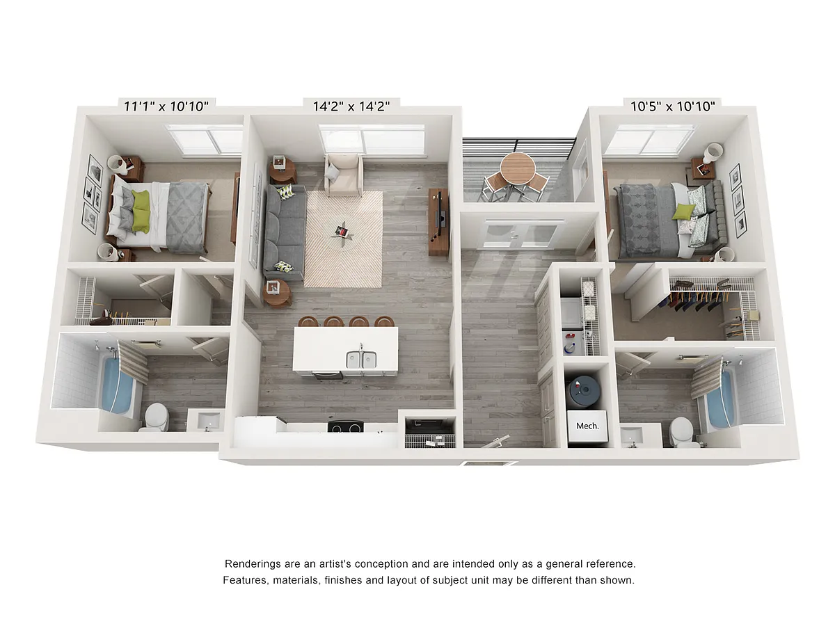 Floor plan B3 - 2 Bed, 2 Bath