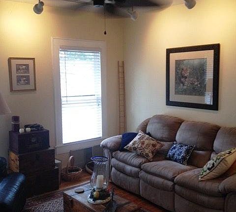 Living room with custom ceiling fan