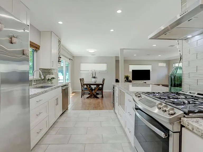 View from kitchen to dining area