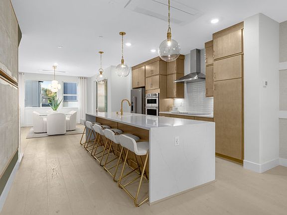 Kitchen with waterfall edge island