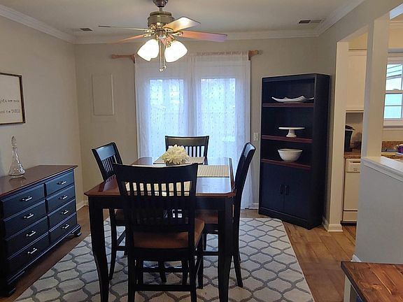 Dinning room with sliding doors to the back