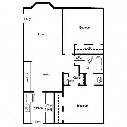 Floor plan B2 2 BED | 1 BATH