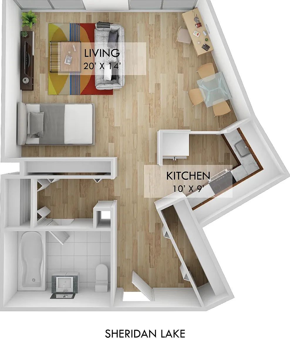 Studio, 1.0 bath, 500 sqft, $1,736 — Photo 2