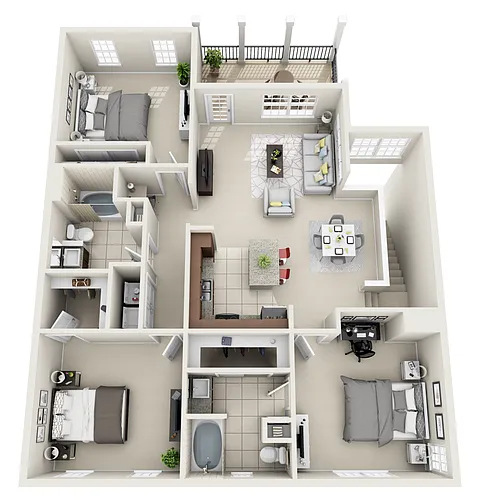 Floor plan Metropolitan | 3 Bedroom 2 Bathroom with Attached 