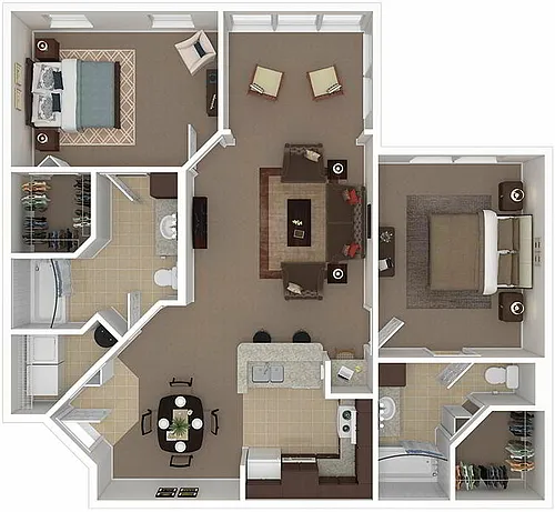 Floor plan B1 Pindo with Solarium - Two Bedroom, Two Bathroom