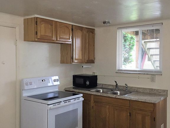 Equipped Kitchen - New electric stove with glass cooktop.