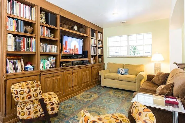 A separate T.V entertainment area .