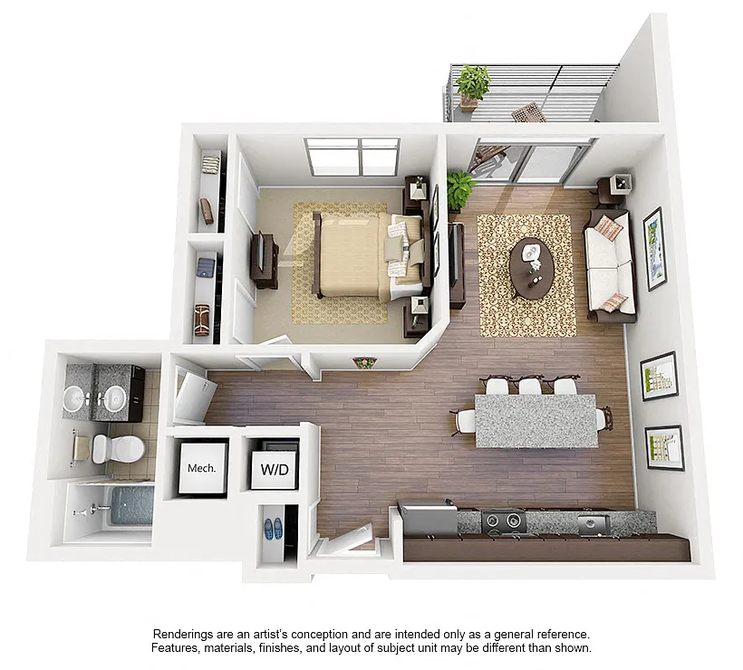 Floor plan 1 Bed/1 Bath-A07