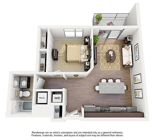 Floor plan 1 Bed/1 Bath-A07
