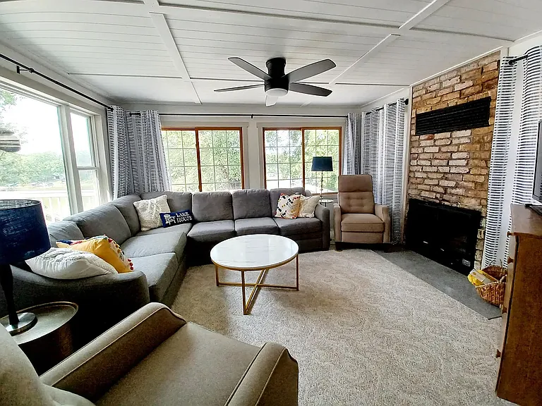 Family room with fire place