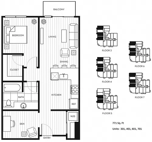 Floor plan 1x1+D C