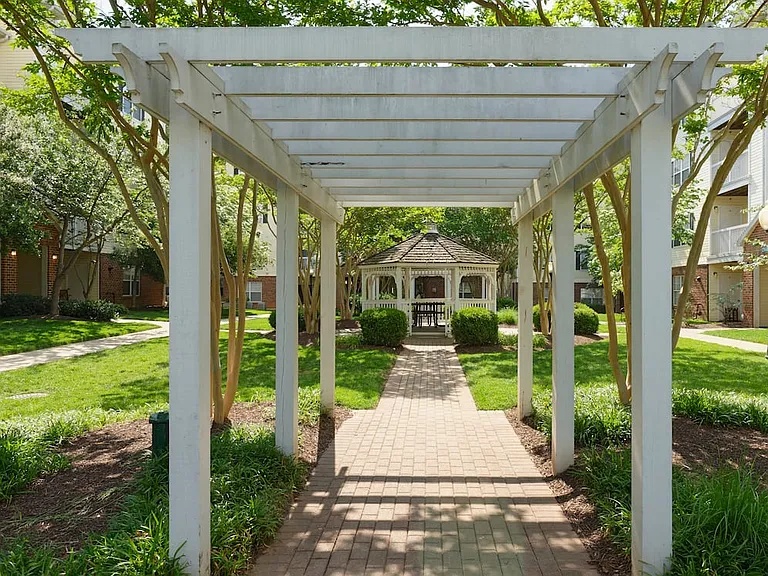 Landscaped courtyard with community walkway