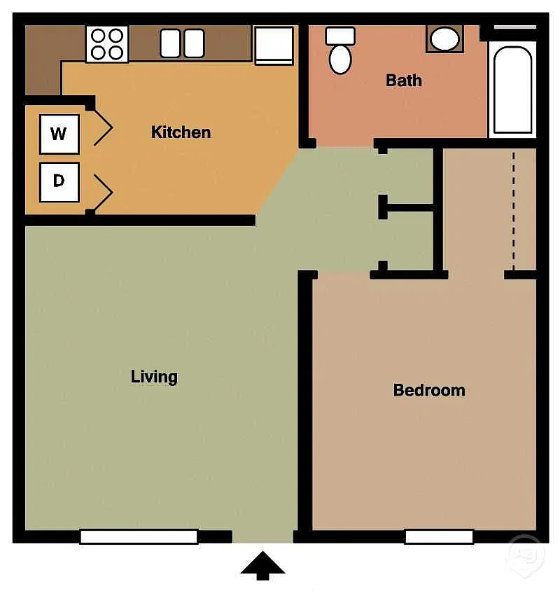 Floor plan 1 bedroom 1 bath Large