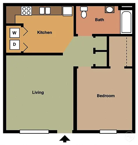 Floor plan 1 bedroom 1 bath Large