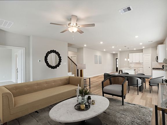 The living room of a home in Wall Street Village of Richmond, TX.