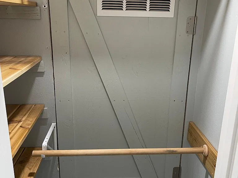 Double hanging rods in the walk in closet