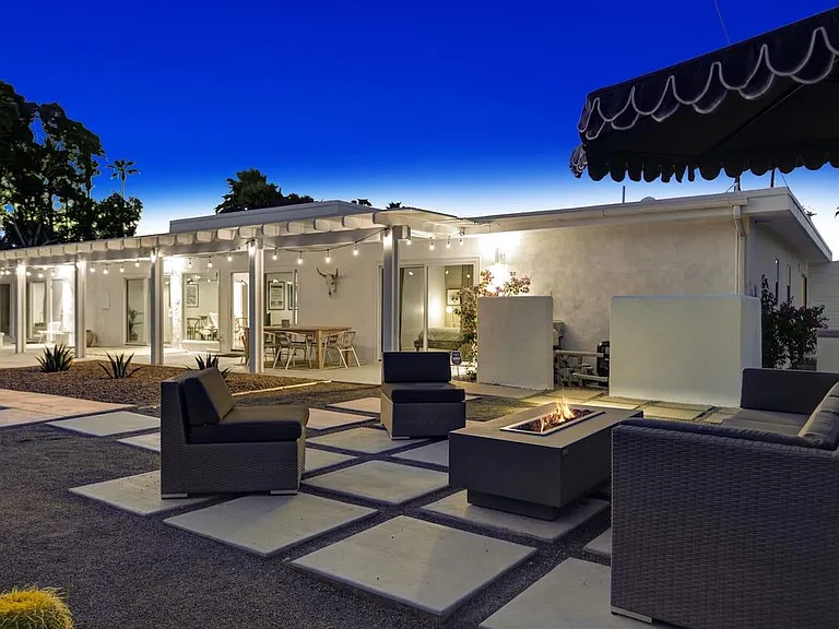 outdoor fire pit at night