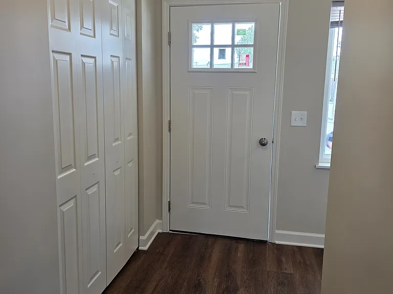 Parking lot entrance with large closet