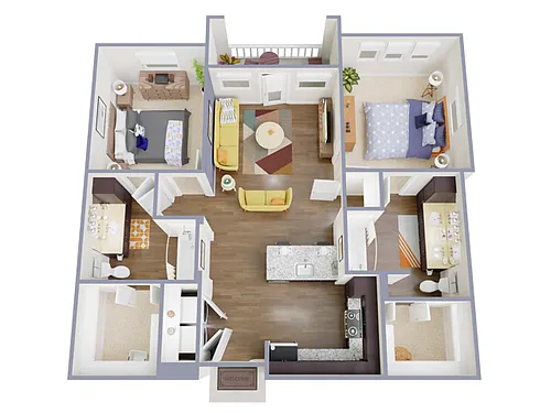 Floor plan 2 Bed, 2 Bath A