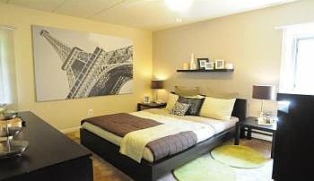 Bedroom big enough for a king sized bed and endtables