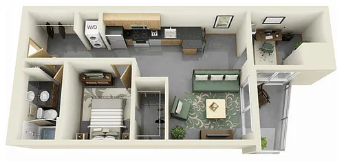 Floor plan 1 Bedroom DS