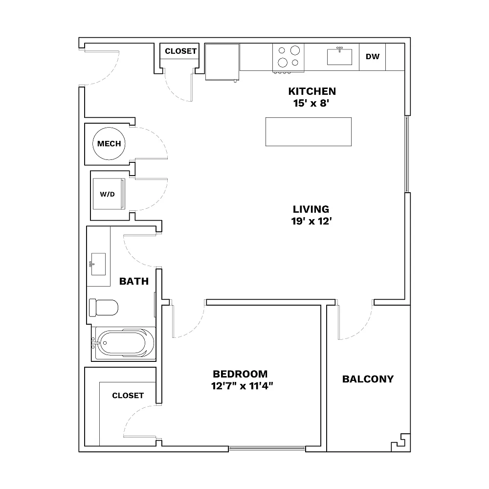 Floor plan 1x1 - 735sqft - A4 - Palazzo