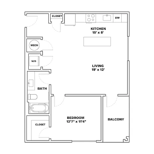 Floor plan 1x1 - 735sqft - A4 - Palazzo