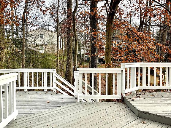 Large deck backing to trees