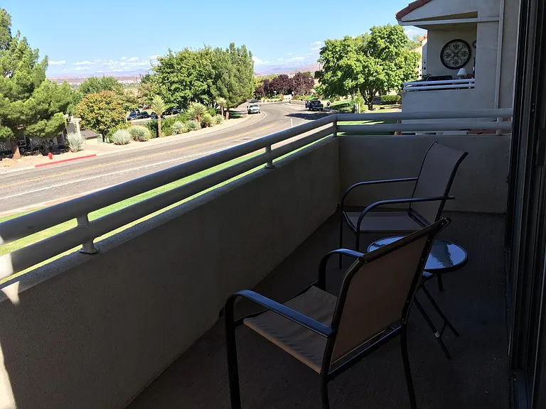 Balcony with view of valley and Zion's National Park