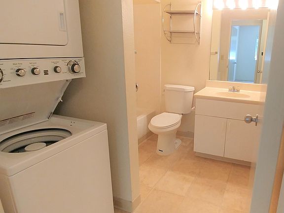 Bathroom, washer/dryer stacked set