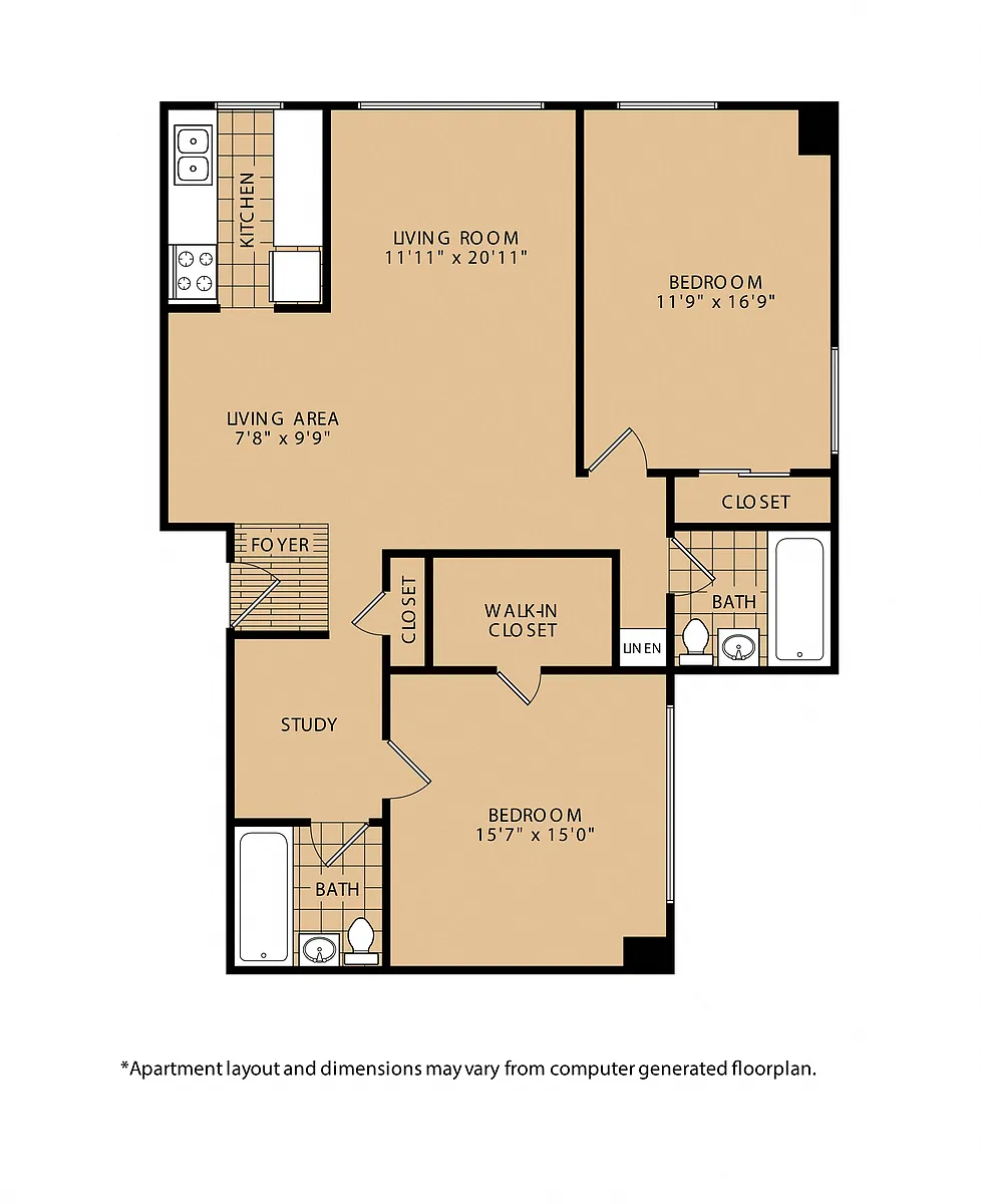 Floor plan 2x2 Renovated