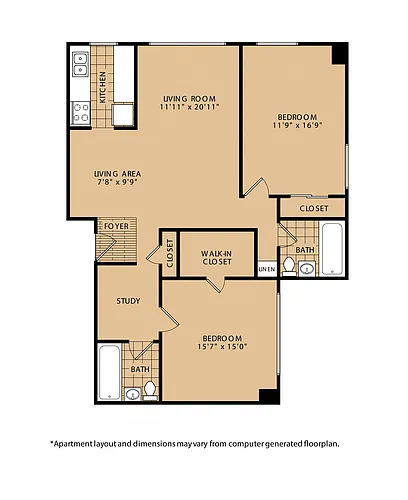 Floor plan 2x2 Renovated